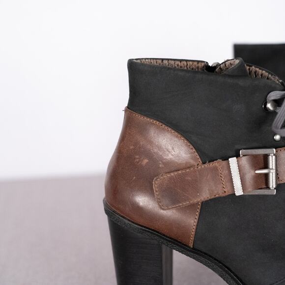 Nicole Women's Sylvie Leather Ankle Boot Size 11M Buckle Lace-Up Zip Grunge Goth - Picture 3 of 10